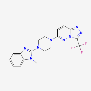 molecular formula C18H17F3N8 B2680361 6-[4-(1-Methylbenzimidazol-2-yl)piperazin-1-yl]-3-(trifluoromethyl)-[1,2,4]triazolo[4,3-b]pyridazine CAS No. 2380190-38-3