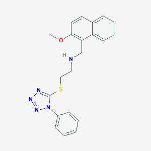 molecular formula C21H21N5OS B268037 N-[(2-methoxynaphthalen-1-yl)methyl]-2-[(1-phenyl-1H-tetrazol-5-yl)sulfanyl]ethanamine 