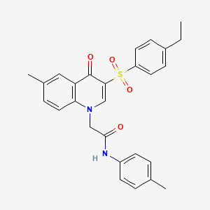 molecular formula C27H26N2O4S B2680373 2-(3-((4-ethylphenyl)sulfonyl)-6-methyl-4-oxoquinolin-1(4H)-yl)-N-(p-tolyl)acetamide CAS No. 895650-17-6