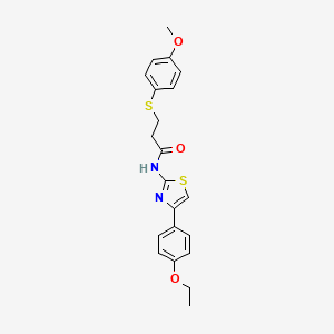 molecular formula C21H22N2O3S2 B2680393 N-(4-(4-乙氧基苯基)噻唑-2-基)-3-((4-甲氧基苯基)硫)丙酰胺 CAS No. 922964-30-5