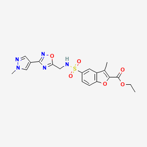 molecular formula C19H19N5O6S B2680394 ethyl 3-methyl-5-(N-((3-(1-methyl-1H-pyrazol-4-yl)-1,2,4-oxadiazol-5-yl)methyl)sulfamoyl)benzofuran-2-carboxylate CAS No. 2034534-57-9