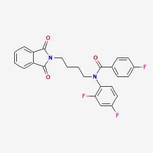 molecular formula C25H19F3N2O3 B2680399 N-(2,4-二氟苯基)-N-[4-(1,3-二氧杂吲哚-2-基)丁基]-4-氟苯甲酰胺 CAS No. 428829-23-6