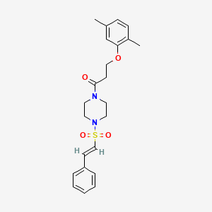 molecular formula C23H28N2O4S B2680422 3-(2,5-dimethylphenoxy)-1-[4-[(E)-2-phenylethenyl]sulfonylpiperazin-1-yl]propan-1-one CAS No. 925395-71-7