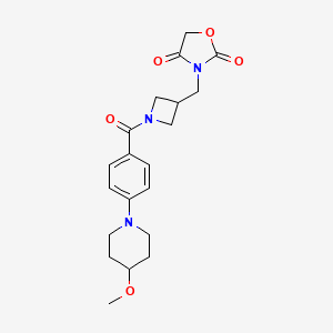 3-((1-(4-(4-Methoxypiperidin-1-yl)benzoyl)azetidin-3-yl)methyl)oxazolidine-2,4-dione
