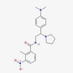 molecular formula C22H28N4O3 B2680479 N-(2-(4-(二甲基氨基)苯基)-2-(哌啶-1-基)乙基)-2-甲基-3-硝基苯甲酰胺 CAS No. 897620-06-3