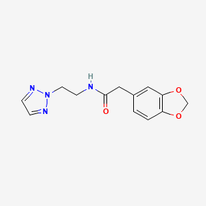 molecular formula C13H14N4O3 B2680503 N-(2-(2H-1,2,3-triazol-2-yl)ethyl)-2-(benzo[d][1,3]dioxol-5-yl)acetamide CAS No. 2097896-75-6