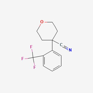 molecular formula C13H12F3NO B2680505 4-[2-(Trifluoromethyl)phenyl]oxane-4-carbonitrile CAS No. 1393330-54-5