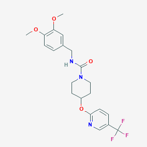 molecular formula C21H24F3N3O4 B2680506 N-(3,4-dimethoxybenzyl)-4-((5-(trifluoromethyl)pyridin-2-yl)oxy)piperidine-1-carboxamide CAS No. 1421445-55-7