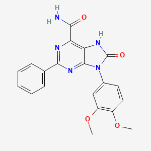 molecular formula C20H17N5O4 B2680507 9-(3,4-二甲氧基苯基)-8-氧代-2-苯基-8,9-二氢-7H-嘌呤-6-甲酰胺 CAS No. 904268-83-3