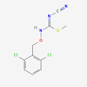 molecular formula C10H9Cl2N3OS B2680512 1,3-Dichloro-2-[({[(cyanoimino)(methylsulfanyl)methyl]amino}oxy)methyl]benzene CAS No. 338785-79-8