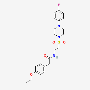 molecular formula C22H28FN3O4S B2680514 2-(4-ethoxyphenyl)-N-(2-((4-(4-fluorophenyl)piperazin-1-yl)sulfonyl)ethyl)acetamide CAS No. 897618-90-5