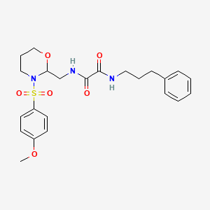 molecular formula C23H29N3O6S B2680517 N1-((3-((4-methoxyphenyl)sulfonyl)-1,3-oxazinan-2-yl)methyl)-N2-(3-phenylpropyl)oxalamide CAS No. 872880-71-2