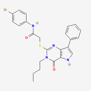 molecular formula C24H23BrN4O2S B2680524 N-(4-bromophenyl)-2-((3-butyl-4-oxo-7-phenyl-4,5-dihydro-3H-pyrrolo[3,2-d]pyrimidin-2-yl)thio)acetamide CAS No. 2034222-32-5