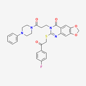 6-((2-(4-fluorophenyl)-2-oxoethyl)thio)-7-(3-oxo-3-(4-phenylpiperazin-1-yl)propyl)-[1,3]dioxolo[4,5-g]quinazolin-8(7H)-one