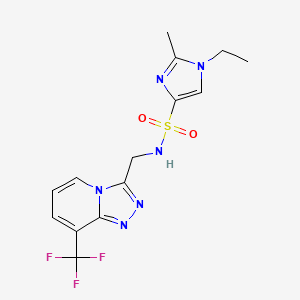 molecular formula C14H15F3N6O2S B2680537 1-ethyl-2-methyl-N-((8-(trifluoromethyl)-[1,2,4]triazolo[4,3-a]pyridin-3-yl)methyl)-1H-imidazole-4-sulfonamide CAS No. 2034320-35-7
