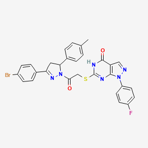 6-((2-(3-(4-bromophenyl)-5-(p-tolyl)-4,5-dihydro-1H-pyrazol-1-yl)-2-oxoethyl)thio)-1-(4-fluorophenyl)-1H-pyrazolo[3,4-d]pyrimidin-4(5H)-one