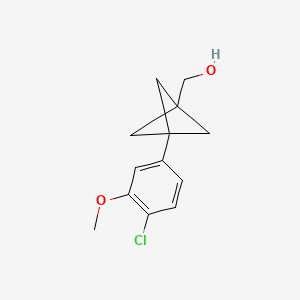 molecular formula C13H15ClO2 B2680541 [3-(4-Chloro-3-methoxyphenyl)-1-bicyclo[1.1.1]pentanyl]methanol CAS No. 2287301-23-7
