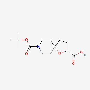 molecular formula C14H23NO5 B2680542 8-(Tert-butoxycarbonyl)-1-oxa-8-azaspiro[4.5]decane-2-carboxylic acid CAS No. 1160246-88-7