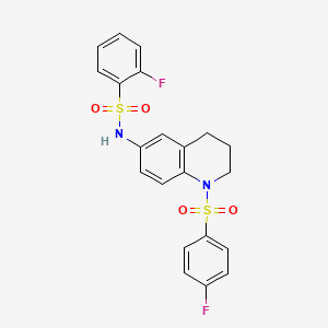 2-fluoro-N-(1-((4-fluorophenyl)sulfonyl)-1,2,3,4-tetrahydroquinolin-6-yl)benzenesulfonamide