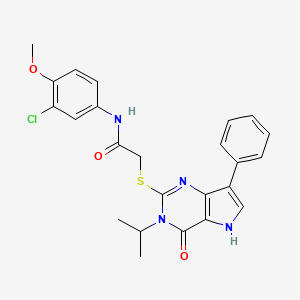 molecular formula C24H23ClN4O3S B2680551 N-(3-chloro-4-methoxyphenyl)-2-((3-isopropyl-4-oxo-7-phenyl-4,5-dihydro-3H-pyrrolo[3,2-d]pyrimidin-2-yl)thio)acetamide CAS No. 2034583-85-0