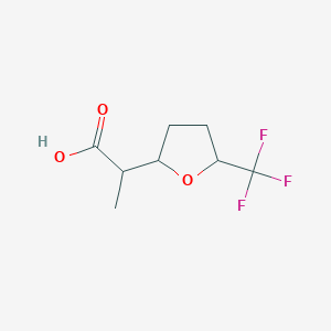 molecular formula C8H11F3O3 B2680557 2-[5-(Trifluoromethyl)oxolan-2-yl]propanoic acid CAS No. 2248280-39-7