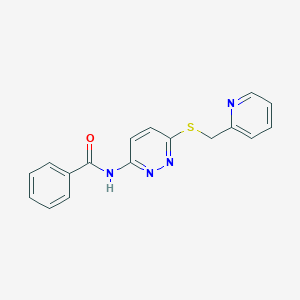 molecular formula C17H14N4OS B2680564 N-(6-((pyridin-2-ylmethyl)thio)pyridazin-3-yl)benzamide CAS No. 1021055-72-0