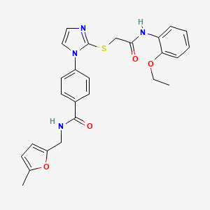 molecular formula C26H26N4O4S B2680566 4-(2-((2-((2-ethoxyphenyl)amino)-2-oxoethyl)thio)-1H-imidazol-1-yl)-N-((5-methylfuran-2-yl)methyl)benzamide CAS No. 1207017-61-5