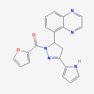 (3-(1H-pyrrol-2-yl)-5-(quinoxalin-5-yl)-4,5-dihydro-1H-pyrazol-1-yl)(furan-2-yl)methanone