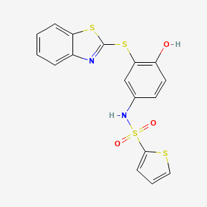 molecular formula C17H12N2O3S4 B2680579 N-[3-(1,3-benzothiazol-2-ylsulfanyl)-4-hydroxyphenyl]thiophene-2-sulfonamide CAS No. 518330-17-1