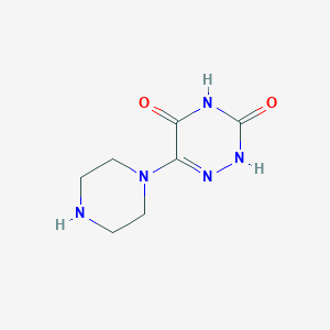molecular formula C7H11N5O2 B2680583 6-(Piperazin-1-yl)-2,3,4,5-tetrahydro-1,2,4-triazine-3,5-dione CAS No. 568551-31-5