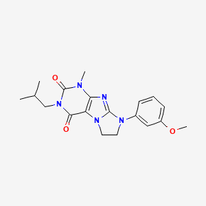 molecular formula C19H23N5O3 B2680589 6-(3-Methoxyphenyl)-4-methyl-2-(2-methylpropyl)-7,8-dihydropurino[7,8-a]imidazole-1,3-dione CAS No. 893948-40-8