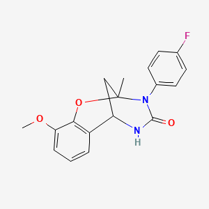 molecular formula C18H17FN2O3 B2680593 3-(4-fluorophenyl)-10-methoxy-2-methyl-5,6-dihydro-2H-2,6-methanobenzo[g][1,3,5]oxadiazocin-4(3H)-one CAS No. 687580-83-2