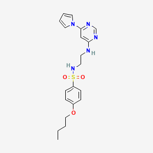 N-(2-((6-(1H-pyrrol-1-yl)pyrimidin-4-yl)amino)ethyl)-4-butoxybenzenesulfonamide