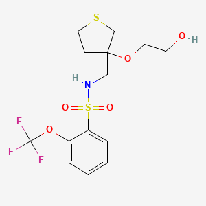molecular formula C14H18F3NO5S2 B2680603 N-((3-(2-羟基乙氧)四氢噻吩-3-基)甲基)-2-(三氟甲氧)苯磺酰胺 CAS No. 2320212-05-1