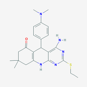 4-amino-5-(4-(dimethylamino)phenyl)-2-(ethylthio)-8,8-dimethyl-7,8,9,10-tetrahydropyrimido[4,5-b]quinolin-6(5H)-one