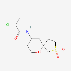 molecular formula C11H18ClNO4S B2680611 2-Chloro-N-(2,2-dioxo-6-oxa-2lambda6-thiaspiro[4.5]decan-9-yl)propanamide CAS No. 2411196-01-3