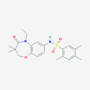 molecular formula C22H28N2O4S B2680617 N-(5-ethyl-3,3-dimethyl-4-oxo-2,3,4,5-tetrahydrobenzo[b][1,4]oxazepin-7-yl)-2,4,5-trimethylbenzenesulfonamide CAS No. 922023-83-4