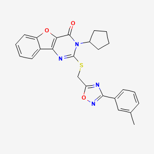 3-cyclopentyl-2-(((3-(m-tolyl)-1,2,4-oxadiazol-5-yl)methyl)thio)benzofuro[3,2-d]pyrimidin-4(3H)-one