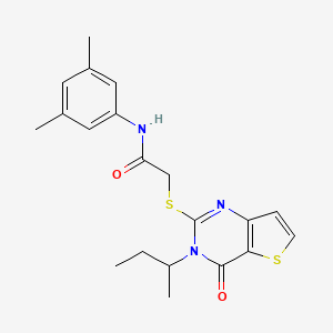 molecular formula C20H23N3O2S2 B2680624 2-{[3-(丁基)-4-氧代-3,4-二氢噻吩[3,2-d]嘧啶-2-基]硫代}-N-(3,5-二甲基苯基)乙酰胺 CAS No. 1326865-62-6