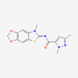 B2680630 1,3-dimethyl-N-(7-methyl-[1,3]dioxolo[4',5':4,5]benzo[1,2-d]thiazol-6(7H)-ylidene)-1H-pyrazole-5-carboxamide CAS No. 1019095-82-9