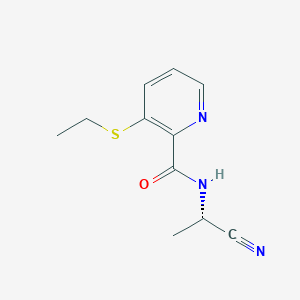 molecular formula C11H13N3OS B2680638 N-[(1S)-1-Cyanoethyl]-3-ethylsulfanylpyridine-2-carboxamide CAS No. 2418593-20-9