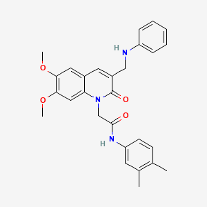2-[3-(anilinomethyl)-6,7-dimethoxy-2-oxoquinolin-1(2H)-yl]-N-(3,4-dimethylphenyl)acetamide