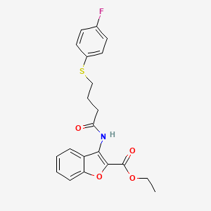 molecular formula C21H20FNO4S B2680644 Ethyl 3-(4-((4-fluorophenyl)thio)butanamido)benzofuran-2-carboxylate CAS No. 922870-80-2