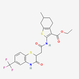 ethyl 6-methyl-2-({[3-oxo-6-(trifluoromethyl)-3,4-dihydro-2H-1,4-benzothiazin-2-yl]acetyl}amino)-4,5,6,7-tetrahydro-1-benzothiophene-3-carboxylate