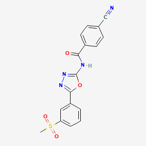 molecular formula C17H12N4O4S B2680662 4-氰基-N-[5-(3-甲基磺酰苯基)-1,3,4-噁二唑-2-基]苯甲酰胺 CAS No. 886928-59-2