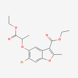 molecular formula C17H19BrO6 B2680674 Ethyl 6-bromo-5-(2-ethoxy-1-methyl-2-oxoethoxy)-2-methyl-1-benzofuran-3-carboxylate CAS No. 315237-13-9
