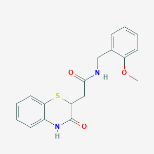 molecular formula C18H18N2O3S B2680676 N-(2-methoxybenzyl)-2-(3-oxo-3,4-dihydro-2H-1,4-benzothiazin-2-yl)acetamide CAS No. 860611-83-2