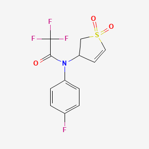 molecular formula C12H9F4NO3S B2680686 N-(1,1-dioxido-2,3-dihydrothiophen-3-yl)-2,2,2-trifluoro-N-(4-fluorophenyl)acetamide CAS No. 1017632-16-4