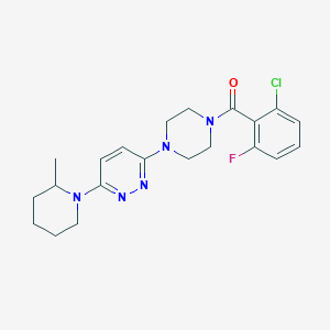 molecular formula C21H25ClFN5O B2680691 (2-Chloro-6-fluorophenyl)(4-(6-(2-methylpiperidin-1-yl)pyridazin-3-yl)piperazin-1-yl)methanone CAS No. 1219903-10-2