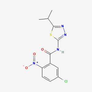 molecular formula C12H11ClN4O3S B2680695 5-chloro-N-(5-isopropyl-1,3,4-thiadiazol-2-yl)-2-nitrobenzamide CAS No. 392243-20-8